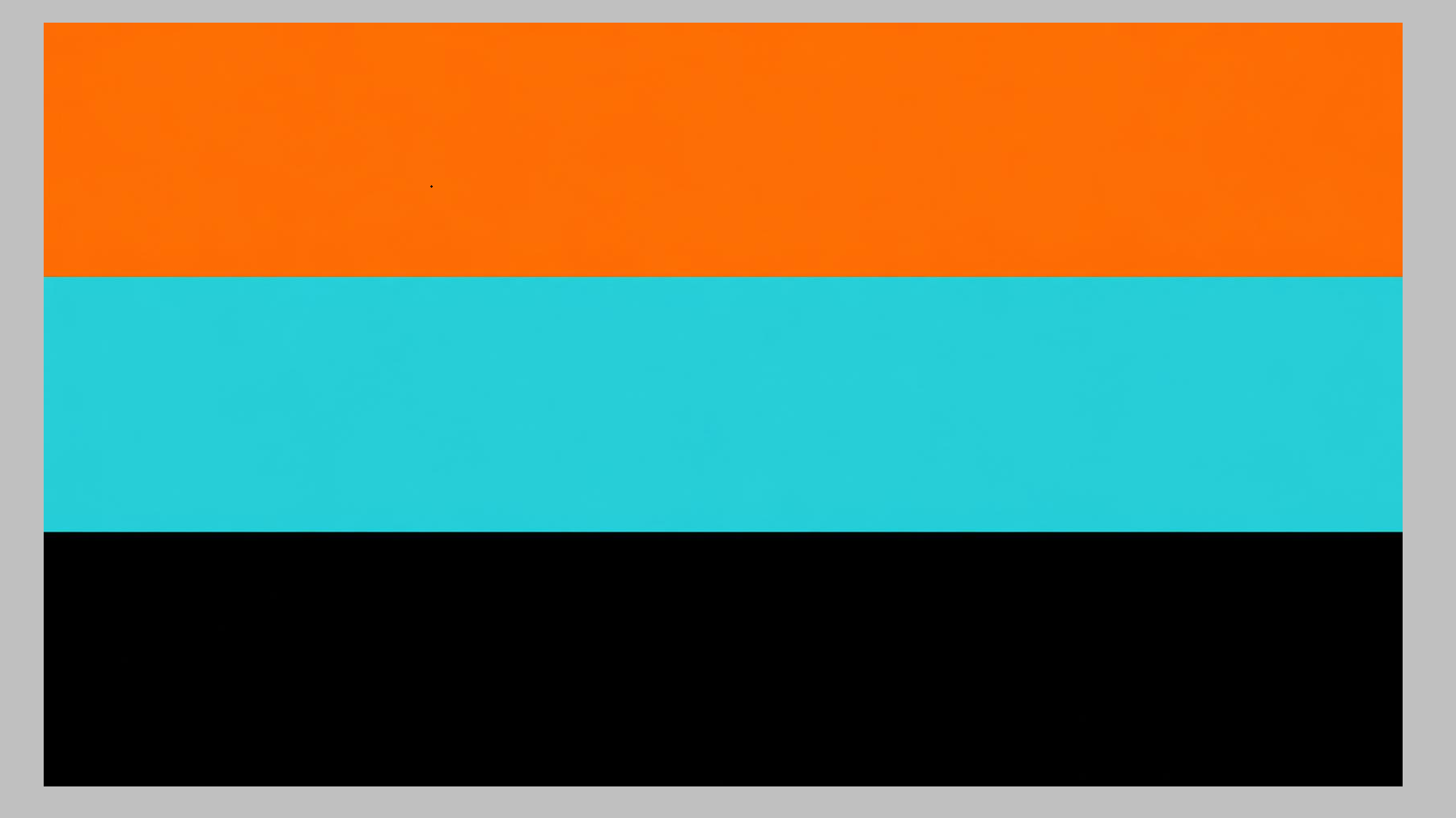 The Tricolor of Collapse flag with horizontal orange, teal, and black fields on a light gray background.